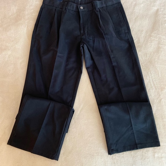 Chaps Boys Pleated Front Black School Pants - Size 16 Husky - Picture 5 of 13
